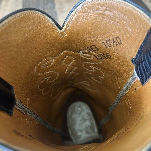 Lucchese San Antonio Vintage Ostrich Inlay Black Cowboy Boots Mens 10.5 D - Picture 7 of 12